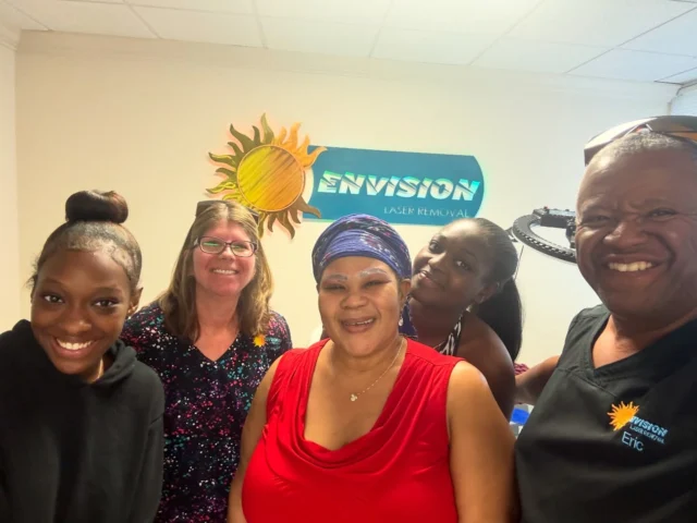 Mom and her two daughters joined her for the first laser treatment.  #envisionlasertattooremoval #changinglives